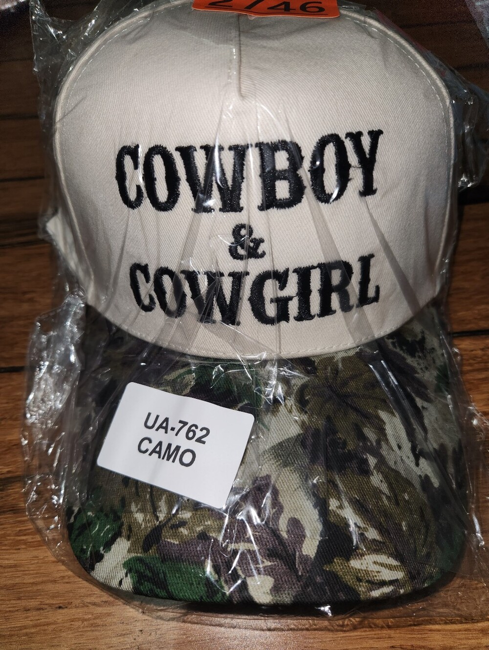 Cowboy & Cowgirl Camo Brim Trucker Hat - White & Camouflage